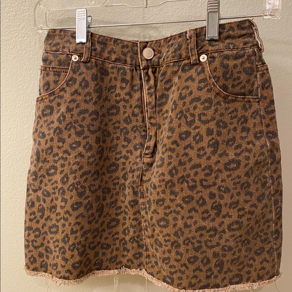 Isabelle’s Cabinet- Cheetah Mini Denim Skirt